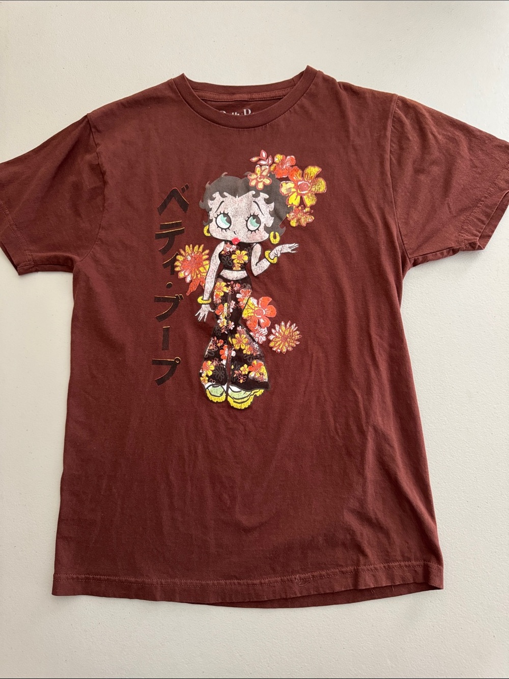 Betty Boop Floral Graphic Tee - Brown